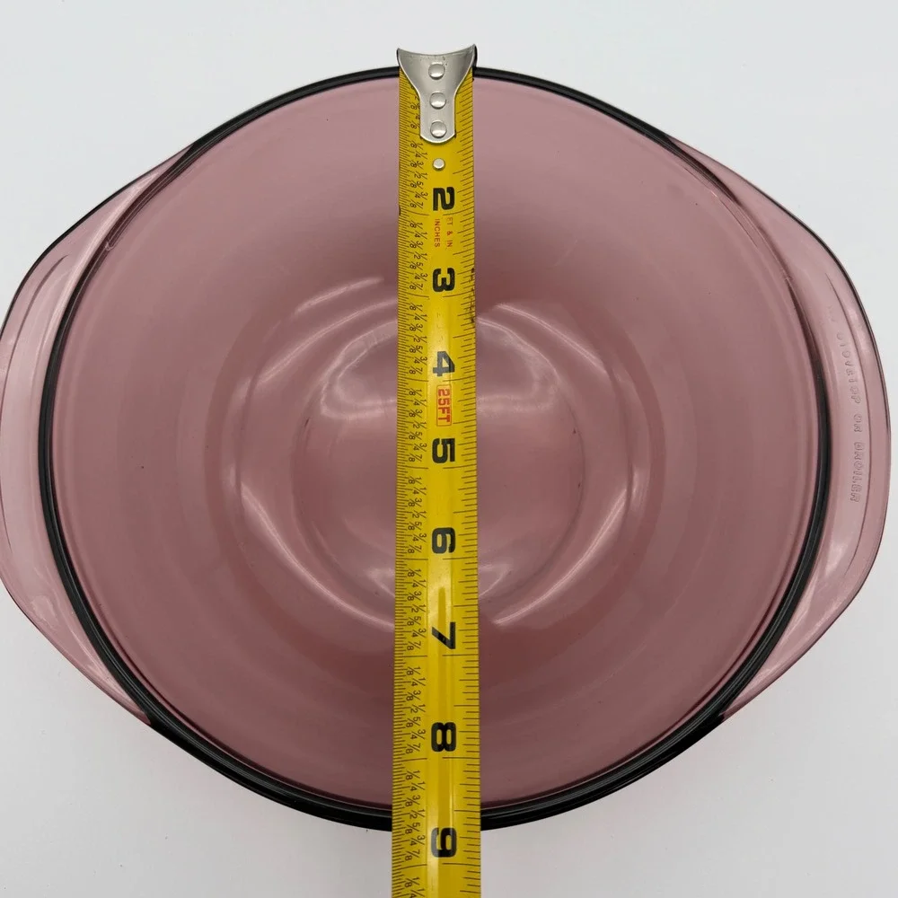 Pyrex‎ Cranberry Glass Covered Casserole Dish 624C Corning USA Retro Baking Dish